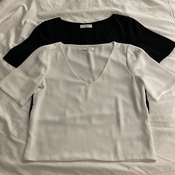 Set of 2 Aritzia basic v neck crop tops in polyester - Picture 1 of 5